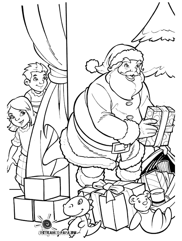 Раскраска Поздравление Деда Мороза С Днем Рождения
